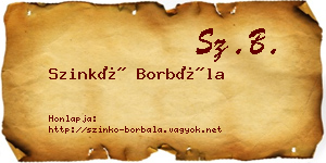 Szinkó Borbála névjegykártya